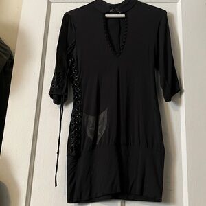 Salvage Black Eyelet-Detail Mini Dress